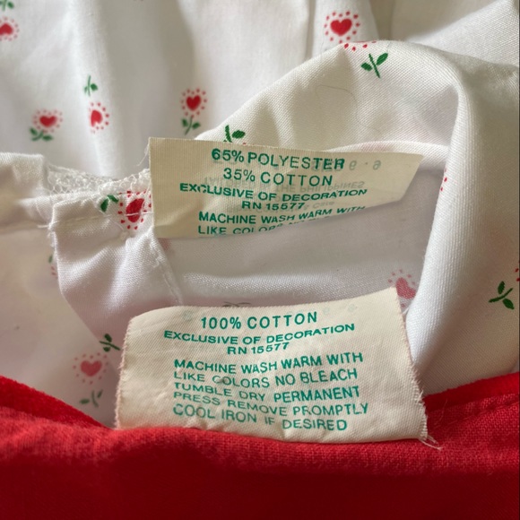 Vintage Tiny Tots Originals Red Velvet Overall Romper Heart Flower Lace Shirt - Picture 12 of 13